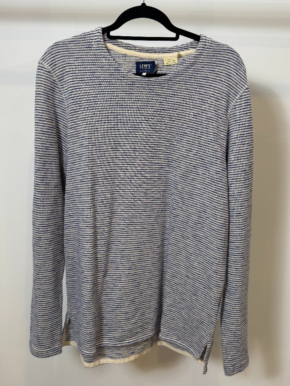 Levi's Blue White Textured Stripe Sweater Shirt